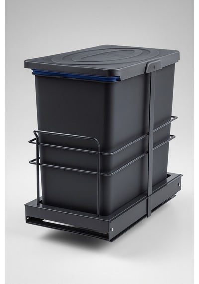 Almital Dolap İçi Teleskopik Raylı Antrasit Çöp Kovası 24 Litre, Minimum Kapak Genişliği 45 Cm. -9037832206103 Antrasit