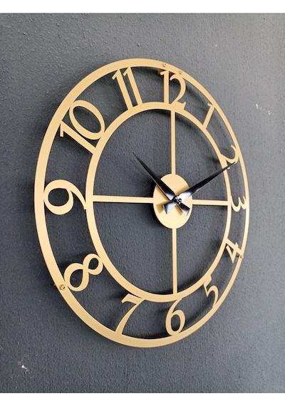 Rakamlı Metal Gold - Altın Duvar Saati 1,5 Mm Kalınlık 41x41 Cm Altın