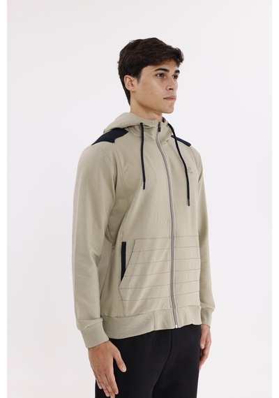 Rowinger Omuz Panel Detaylı Fermuarlı Kapüşonlu Erkek Sweatshirt Green