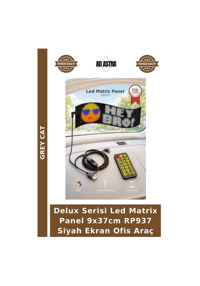 Delux Serisi Led Matrix Panel 9x37cm Rp937 Siyah Ekran Ofis Araç