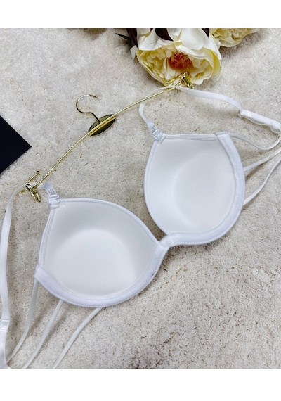 Le Jardin Valeria Biyeli Taşlı Mikro Push-up Arkası İp Detaylı Sü Ekru