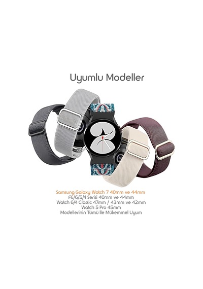 One-click Elastik Bohem Serisi 20mm Kordon Samsung İle Uyumlu Galaxy Watch 7/6/5/4/fe Serisi İçin Kumaş Kayış 40mm/44mm Watch 6/4 Classic 47/43/42mm Ve Watch 5 Pro 45mm Uyumlu Çok Renkli