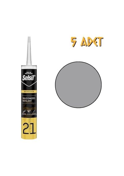 Selsil Silikonize Mastik Gri 500 Gr. - 5 Adet Gri Gri