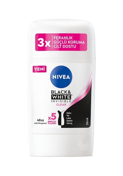 Nivea Black&White Invisible Clear Kadın Stick Deodorant 50 ML
