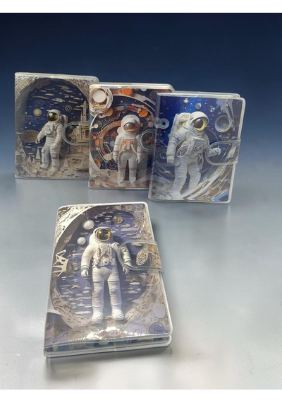 3d Görünümlü Astronot A7 Not Defteri , Çıt Çıtlı Cep Defteri - Beyaz