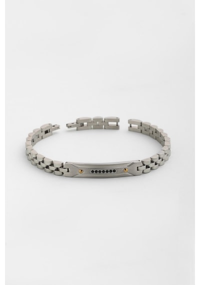 So Chic Zirkon Taş Detaylı 21 Cm Çelik Erkek Bileklik Gri 80840189