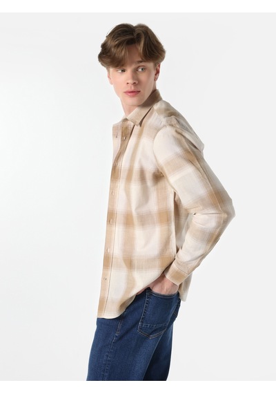 Colin's Regular Fit Çizgili Bej Erkek Uzun Kol Gömlek CL1062628_Q1.V1_BEI