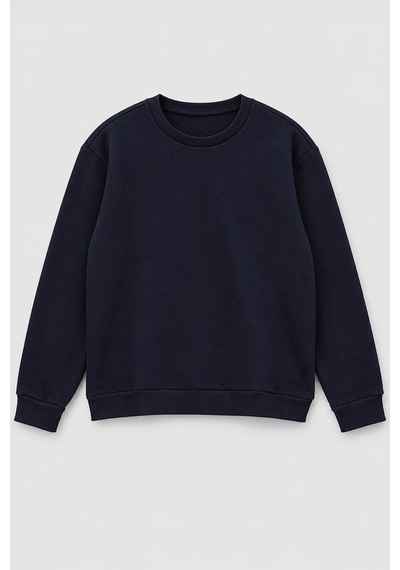Markapia Erkek Bisiklet Yaka İçi Polarlı Düz Sweatshirt Lacivert