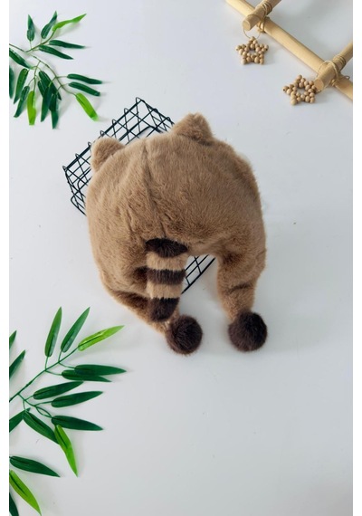 Miniğimin Cicileri Peluş Rakun Kulaklı Sevimli Hareketli Kulaklık - Kahve Kahve
