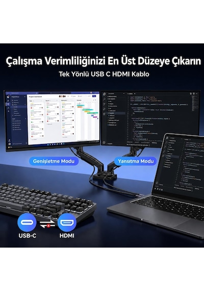 Lexroo Usb-c To Hdmı Kablo, Hdmı 2.1 8k 60hz 4k 240hz 48gbps Hdcp Hdr, Dex Mode Standart
