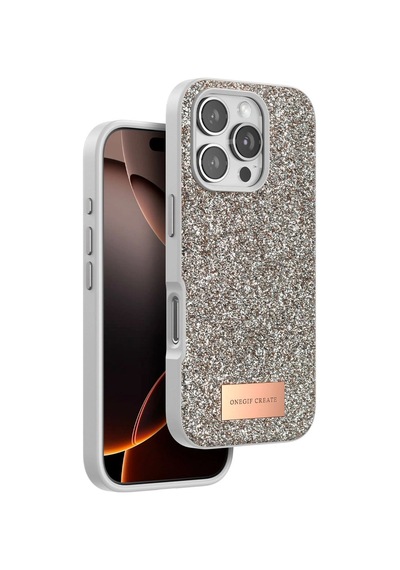 Onegif Apple iPhone Uyumlu 16 Pro Bright Simli Kapak -  Gold Çok Renkli