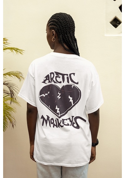 Sevbano Arctic Monkeys Sırt Baskılı Unisex Oversize Müzik Grubu Tişört Beyaz