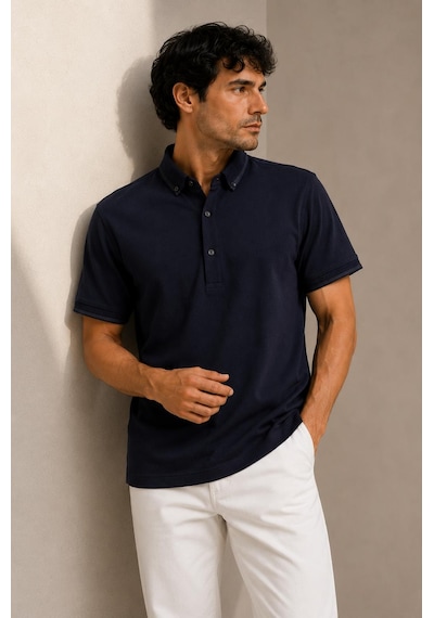 Alexandergardi Kısa Kollu Polo Yaka T-shirt Siyah