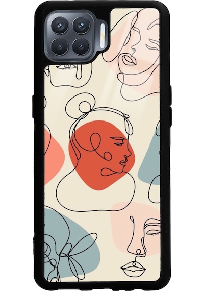 Oppo Reno 4 Lite Nude Maske Tasarımlı Glossy Telefon Kılıfı Siyah