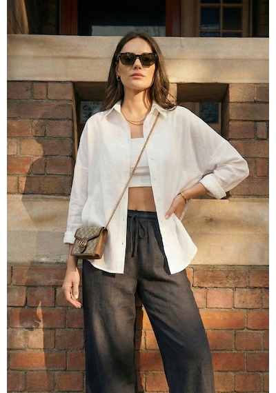 Lela Pamuk Karışımlı Regular Fit Bayan Gömlek 6772418 Beyaz