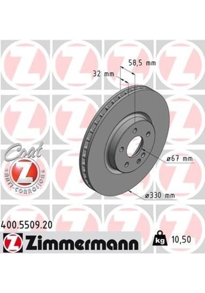 Zımmermann Fren Dıskı On Mercedes Vıto W447 14 IS00-ZIMMERMANN 400.5509.20