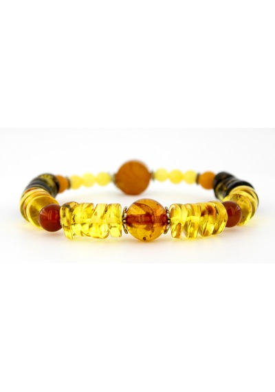 Kehribar Bileklik Özel Tasarım Ambergold Blk23-65 Çok Renkli