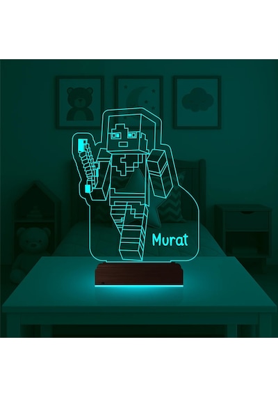 Luvivia Çocuk Odası Hediye Robot Çizgi Film Tasarım Kişiye Özel 3d Lamba - Masa Gece Lambası Şeffaf