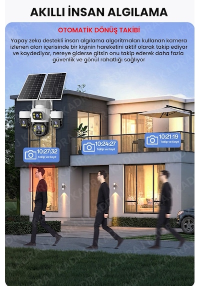Kadraj X34b 4 Kameralı, 4g Sim Kartlı, 2 Solar Panel Destekli, 50gb Türk Telekom M2m Hat li