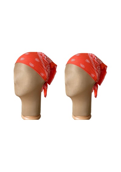 Pamuklu Klasik Desen Unisex 2li Bandana Seti Renkli Bandana Etnik Desenli A Kalite Bandana Turuncu