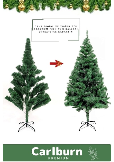 Premium Kutu Süsleme Seti Yılbaşı Çam Ağacı Renkli Işığı Yeni Yıl Süsleri Noel Paketi 150 Cm 220 Dal