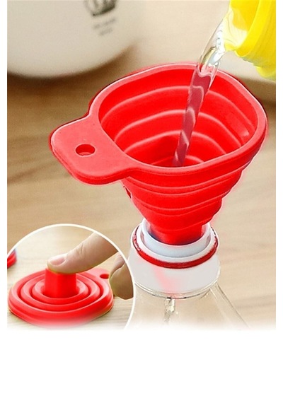 Mini Silikon Katlanır Huni Kırmızı Huni Diğer