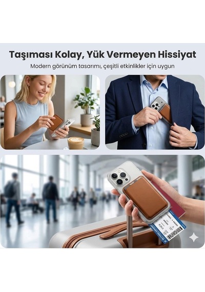 Magsafe Uyumlu Deri Kartlık Cüzdan - İphone 17/16/15/14/13/12 Serisi Pro Max, Plus Ve Pro İçin Güçlü Manyetik Telefon Arkası Kart Tutucu Siyah, Klasik