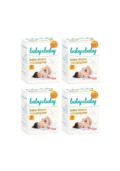 Baby & Baby Kaydırmaz Bantlı Bebek Bakım Örtüsü 60 x 60 CM 4 x 10 Adet