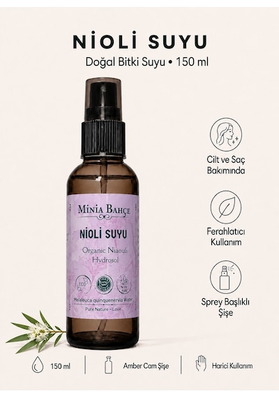Minia Bahçe Saf ve Katkısız Niaouli Hidrosolü Nioli Suyu 150 ML