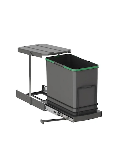 Starax Teleskopik Raylı Plastik Gövde Çöp Kovası Antrasit 24 Litre Modül 40cm S-2571-a