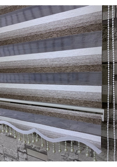 Kahve Krem Geçişli Zebra Perde Tüm Ölçülerde