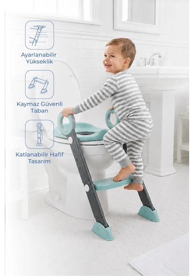 Babyjem Basamaklı Katlanır Klozet Adaptörü Antrasit