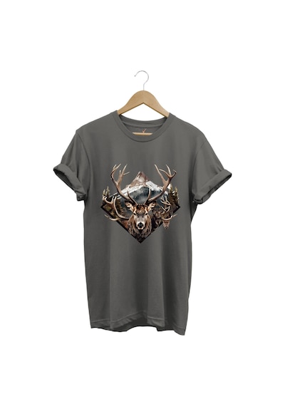 Avcılık Geyik Avı Dağ Doğa Baskılı Minimal Regular Fit %100 Pamuk Gri T-shirt Antrasit Avcılık Geyik Avı Dağ Doğa Baskılı Minimal Regular Fit %100 Pamuk Gri T-shirt Antrasit