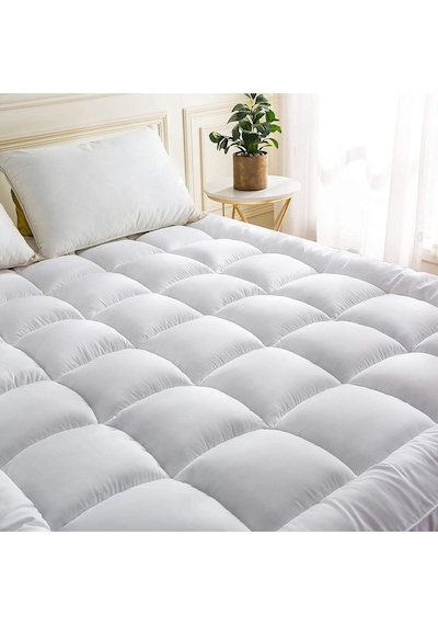 Topper 4.1 - Super Soft Yatak Pedi - %100 Pamuk Kılıflı - Süper Yumuşak Nano Elyaf Dolgu Beyaz
