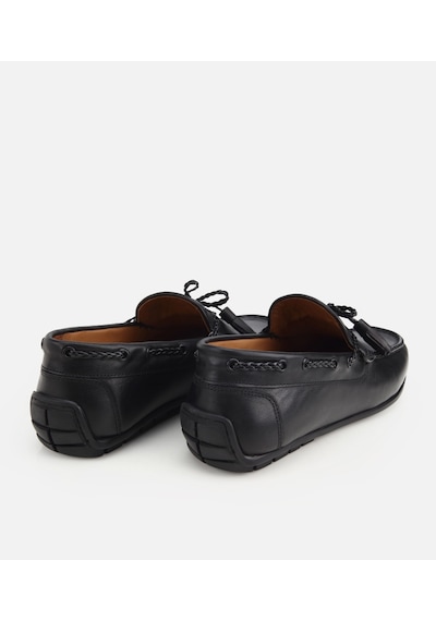 Hotiç Erkek Deri Siyah Püskül Dikiş Detaylı Klasik Loafer