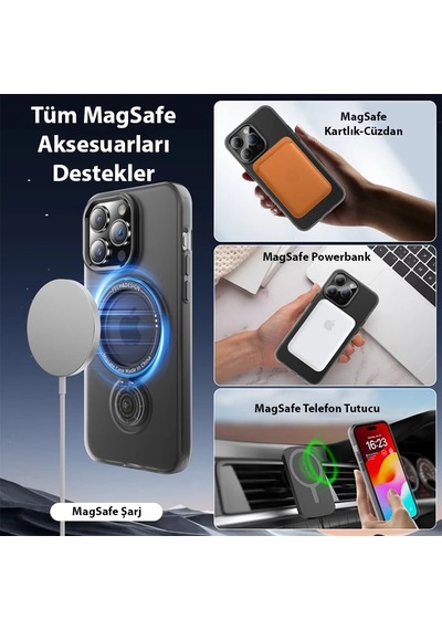 Ally Apple iPhone 14 Plus İçin Magsafe Uyumlu Standlı Manyetik Silikon Kılıf- 5775