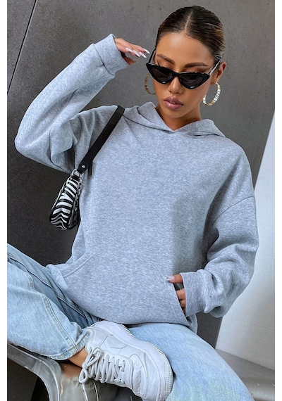 Uyguntarz Unisex Quenn Sırt Baskılı Sweatshirt Gri
