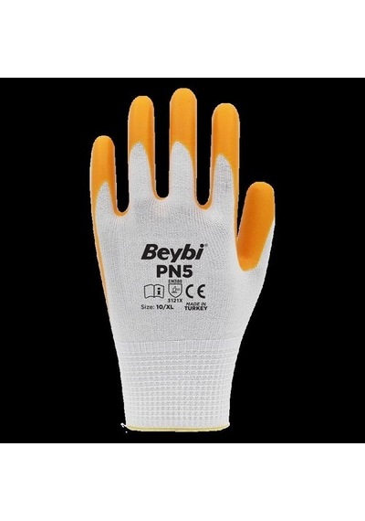 Beybi Pn-5 Sarı Nitril Kaplı Koruyucu 10" 1 Çift Iş Eldiveni