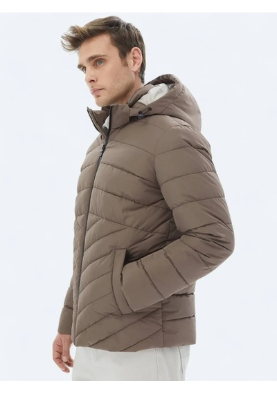 Kip Bej Regular Fit Kapüşonlu Casual Dokuma Mont Bej