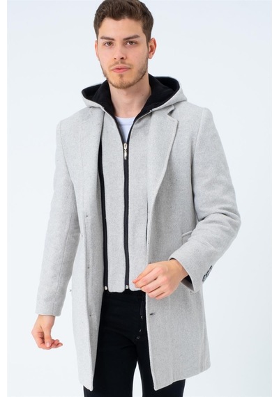 Plt8395 Dewberry Battal Palto-Desenli Bej-Desenli Bej