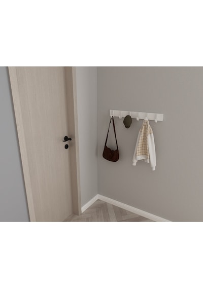 Hepsi3boyutlu Modern Duvar & Kapı Baston Askılık - 6 Adet Beyaz J Askılık - Model No : 6 Beyaz