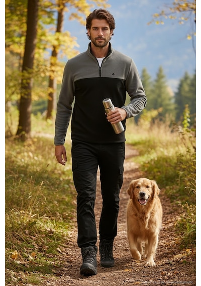 Buratti Regular Fit Anti-Pilling Tüylenme Yapmayan Dik Yaka Kışlık Şardonlu Erkek Polar 5906016 Gri-Siyah