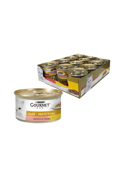 Purina Gourmet Gold Somonlu ve Tavuklu Konserve Kedi Maması 24 x 85 G
