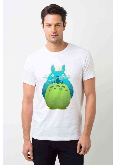 My Neighbor Komşum Totoro Baskılı Beyaz Erkek Tshirt (531001342)