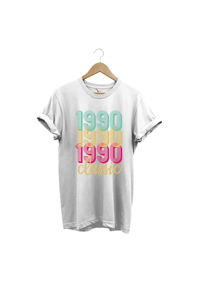 1990 Retro Vintage Classic Baskılı %100 Pamuk Regular Fit Unisex T-shirt Beyaz