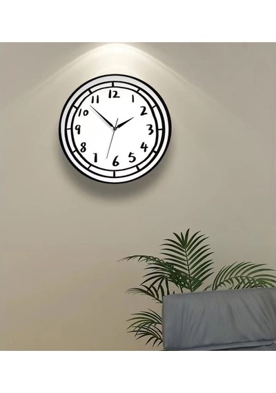 Cajuart 35 Cm Ahşap Dekoratif Karikatür Çizim Modern Duvar Saati Beyaz