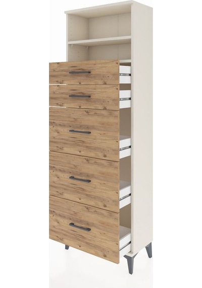 Arges Dolap 2 Raflı 5 Çekmeceli 60x30x182 Aytaşı-çam Aytaşı