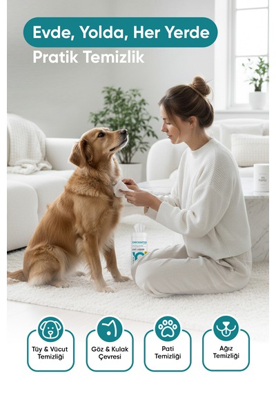 Petissimo Care Kedi Ve Köpekler İçin Islak Temizlik Havlusu - 100'lü