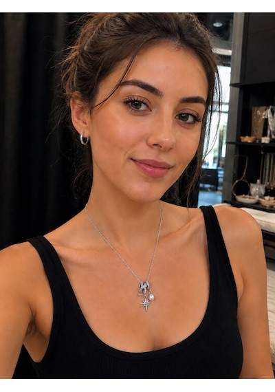 Yıldız Detay Charm Kolye Gümüş