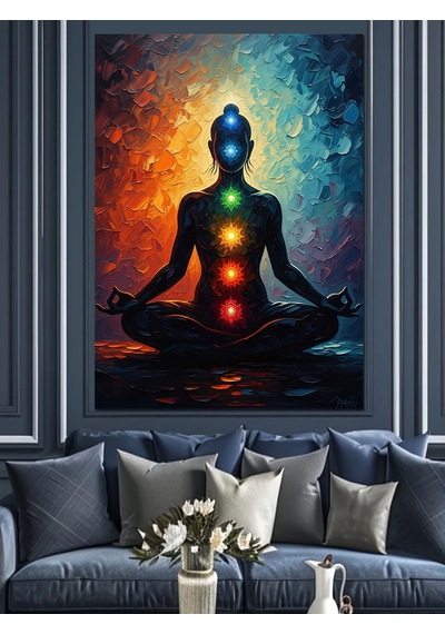 Ahşap Tablo Çakra Meditasyon Yoga Figürü İnsan Figürlü Tablolar